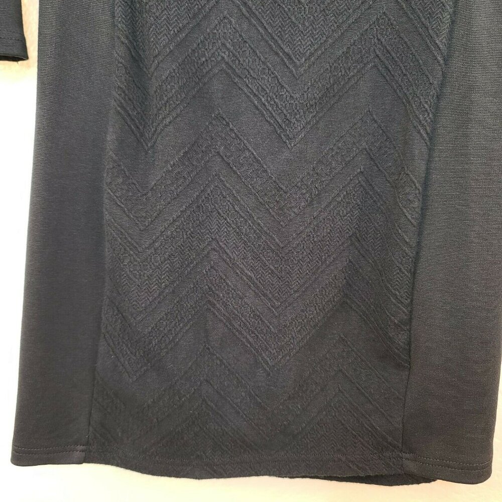 Divided H&M Dress Women Medium Black Chevron Embroidery Mini Slim Fitted Stretch - Picture 4 of 12